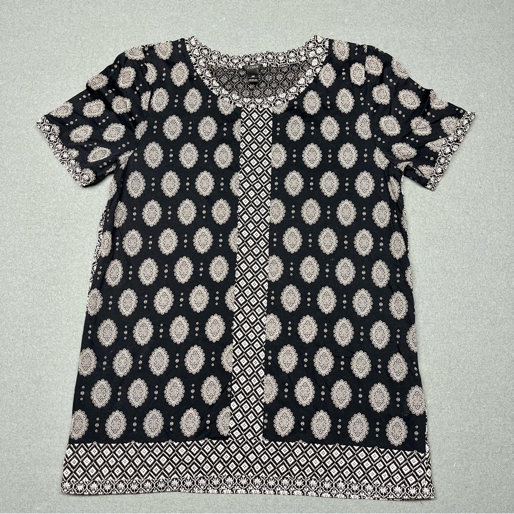 J. Crew Black and White Paisley Patterned Top!